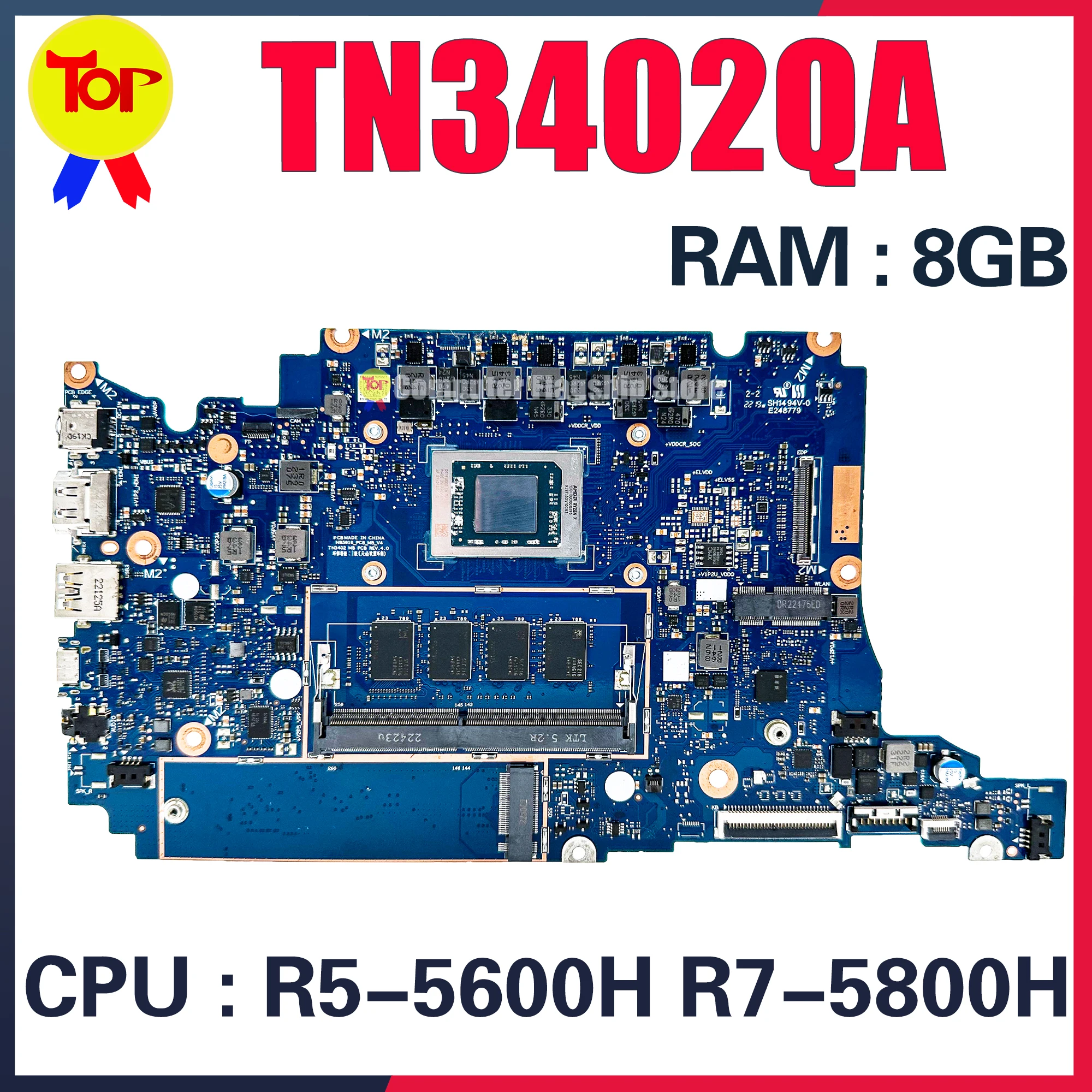 

KEFU TN3402 Mainboard For ASUS TN3402QA R3402QA J3402QA Laptop Motherboard R5-5600H R7-5800H RAM-8GB 100% Test OK