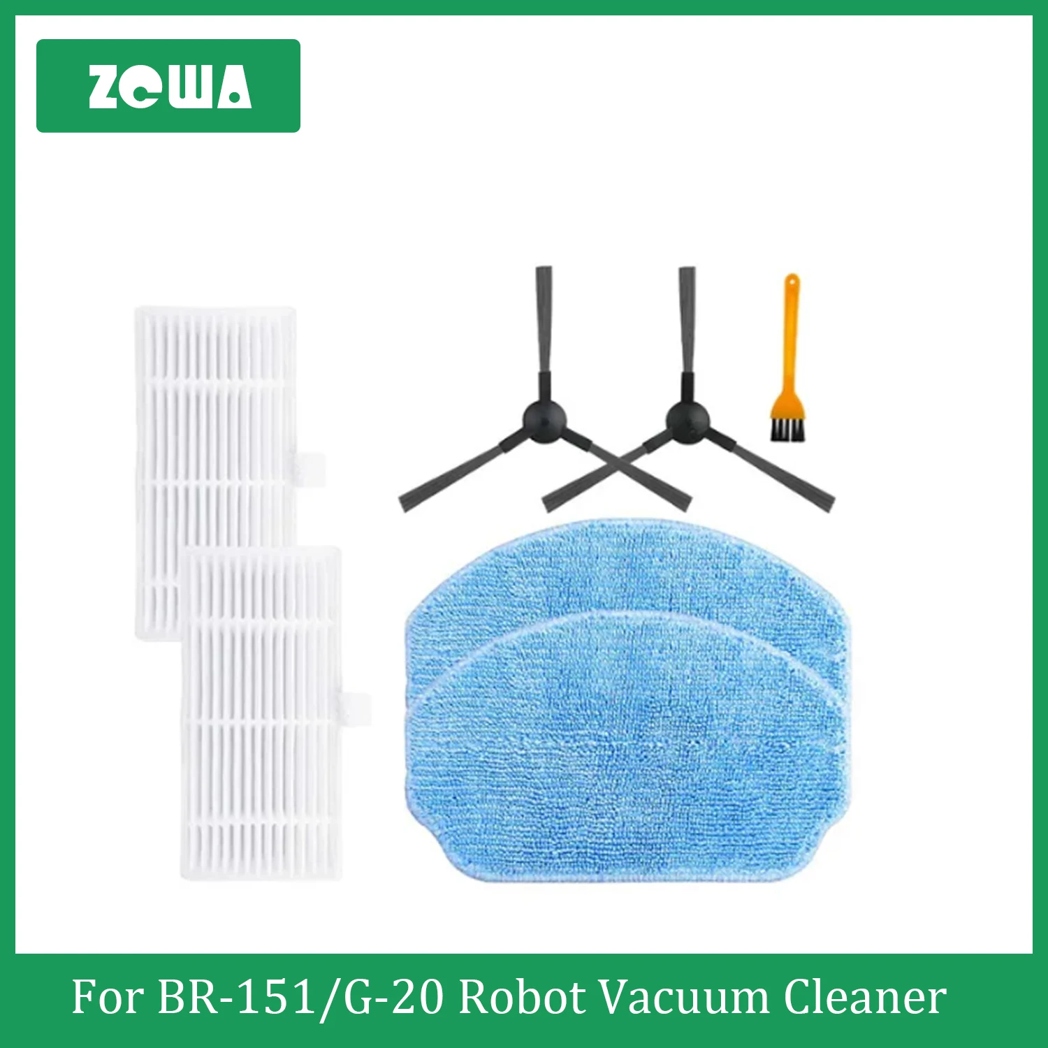 ZCWA For BR151/G20 Robot Vacuum Cleaner Side Brush Mop Cloths Rag Hepa Filter Accessories Parts Spare