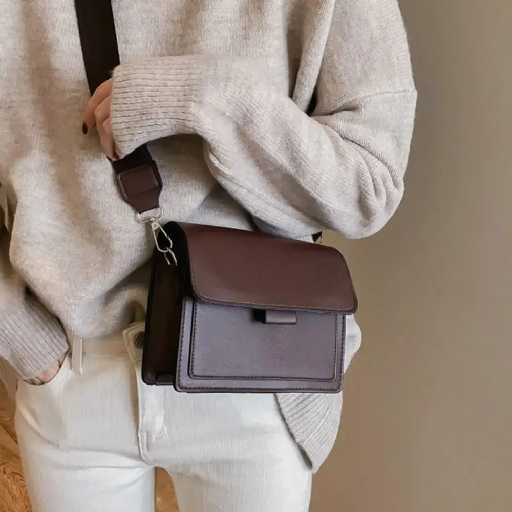 Brede Schouderband Crossbody Tas Koreaanse Klassieke Leren Sling Schoudertas Veelzijdige Kleine Vierkante Tas Vrouwen Vrouw