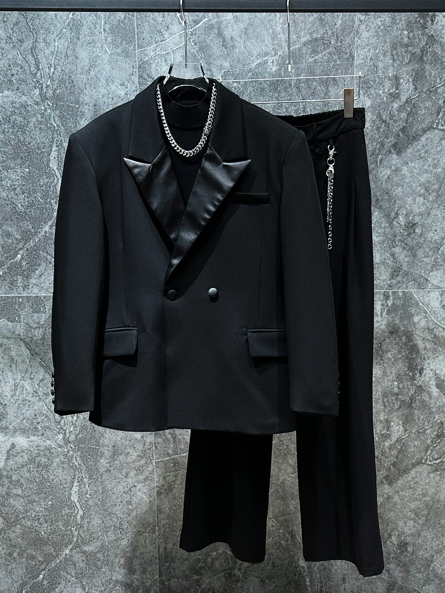 

Мужской повседневный костюм-пиджак Slim Fit с двубортным дизайном в корейском стиле, модная одежда для отдыха в западном стиле