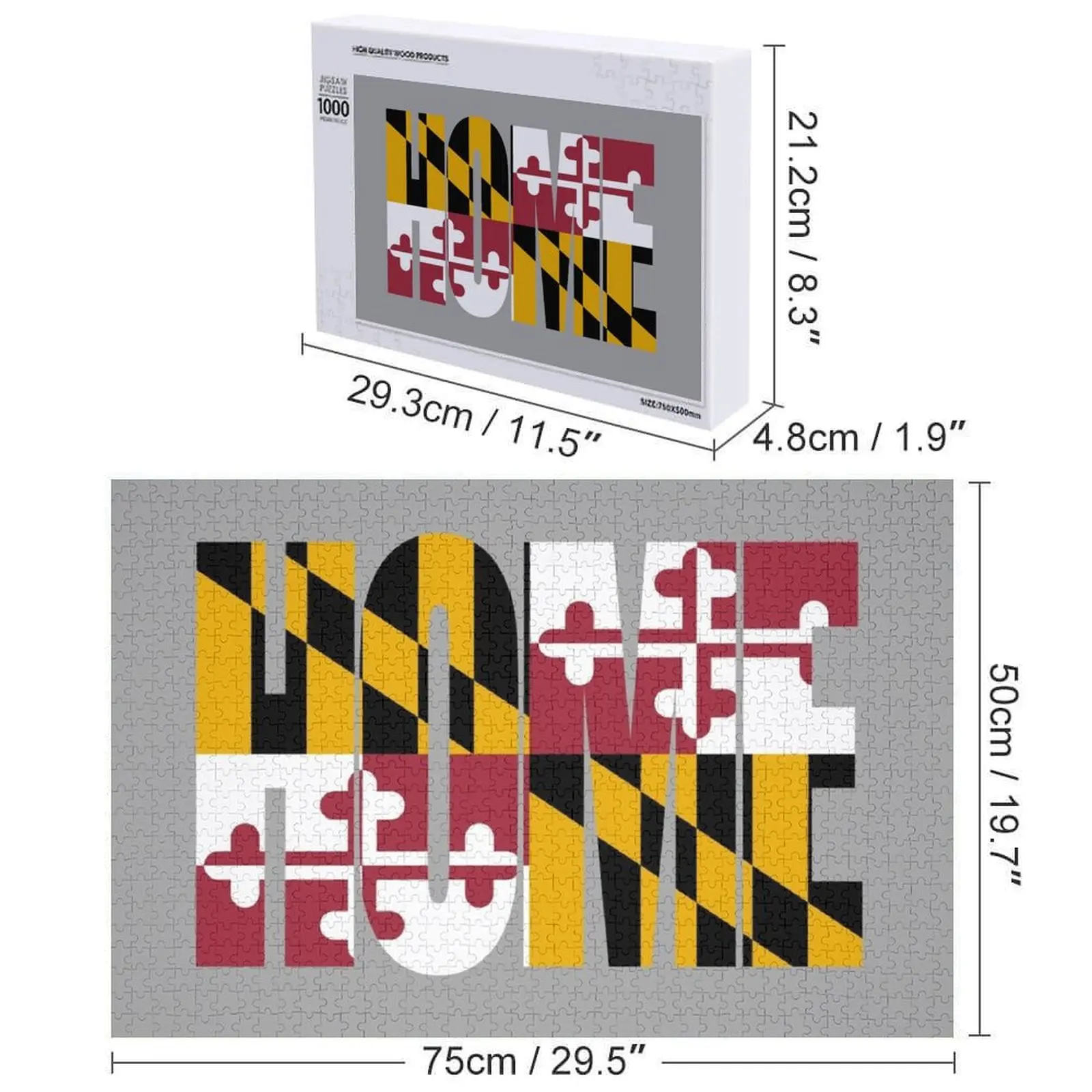 메릴랜드 홈 - 주 깃발 직소 퍼즐 맞춤형 선물 게임 어린이 맞춤형 사진 맞춤형 선물 결혼 퍼즐