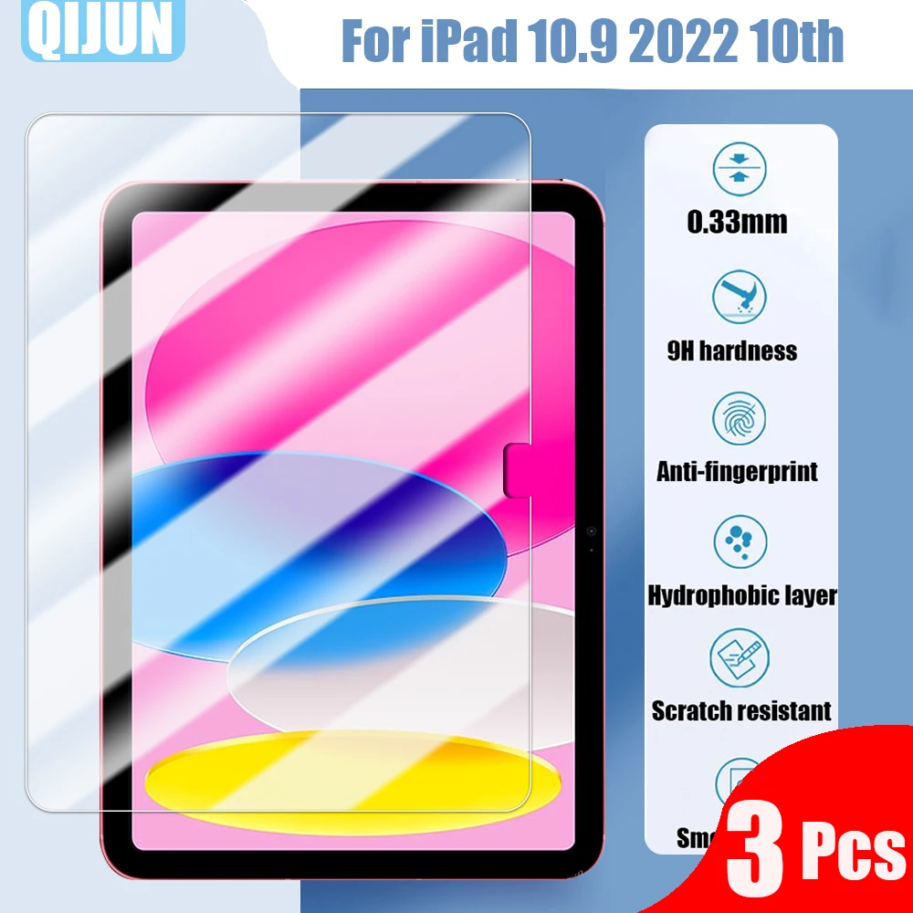 

Tablet Tempered glass film For Apple iPad 10.9" 2022 10th ipad10 Explosion proof and scratch Anti fingerprint 3 Pcs A2696 A2757