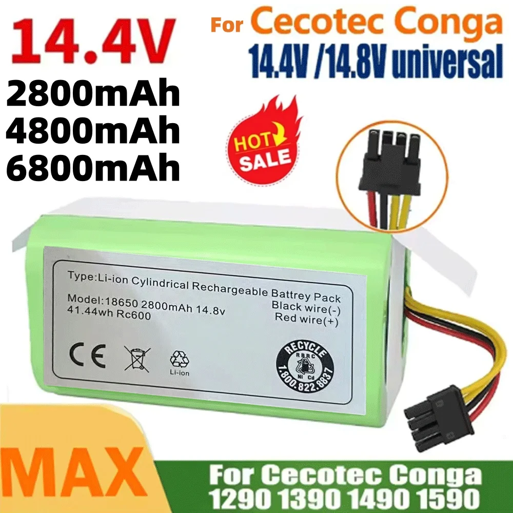 2026 جديد 14.4 فولت 6.8Ah لـ Cecotec Conga 1490 1590 1290 1390 Gutrend Echo520 استبدال جهاز آلي لتنظيف الأتربة البطارية️️