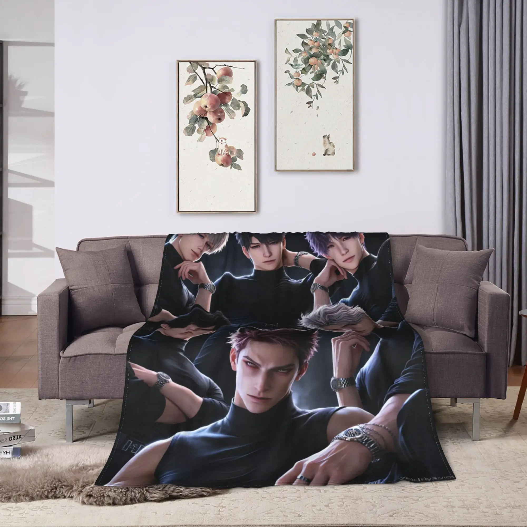 COOL V-Valko L-Love and Deepspace Soft Blankets  Travel Office Plush Throw Blanket Couch Chair Flannel Bedspread Sofa Bed Cover