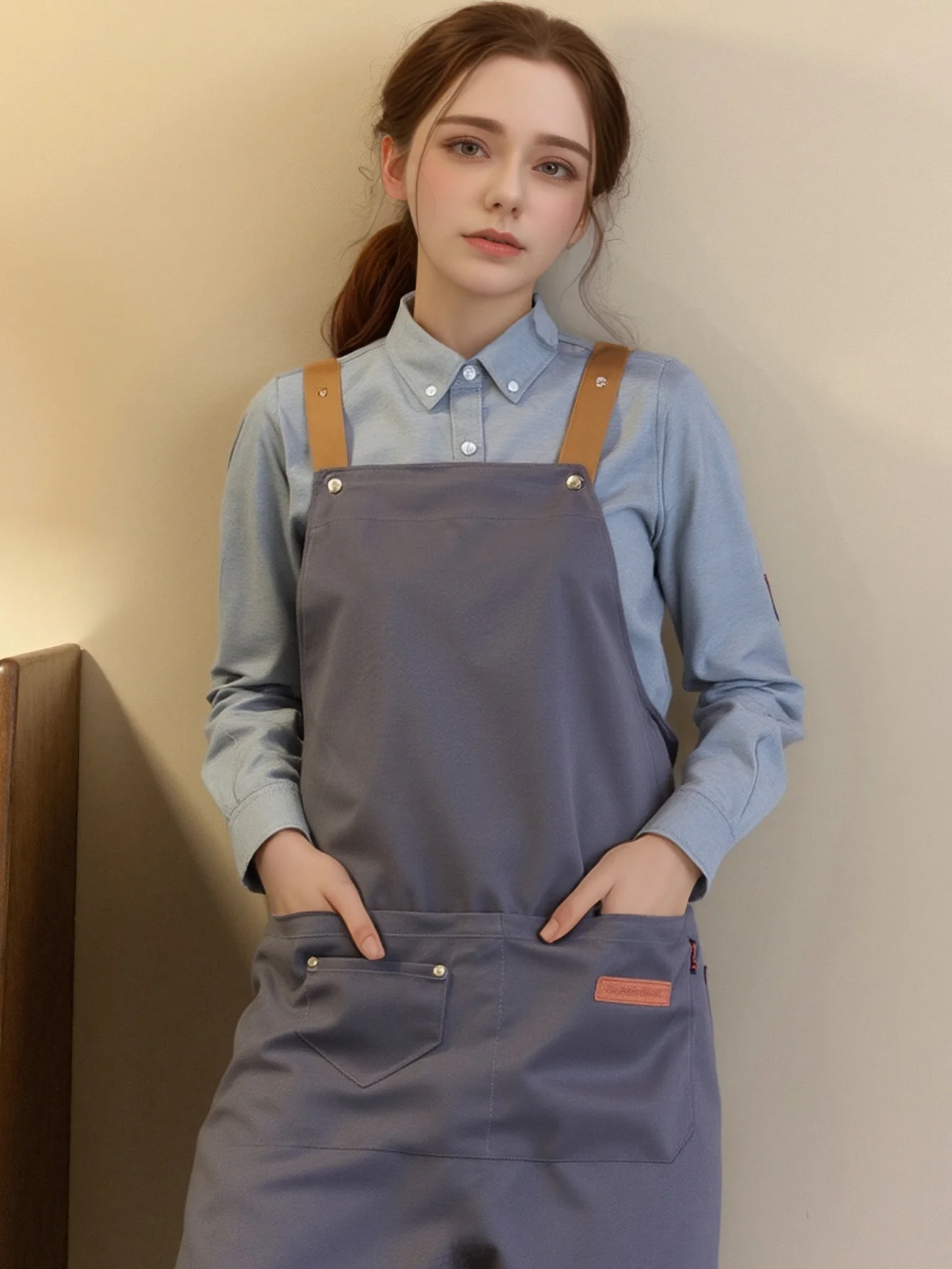 1 Piece Kitchen Cooking Practical Protective Apron Ladies Adjustable Shoulder Strap Design Restaurant Cafe Work Apron Chef Apr