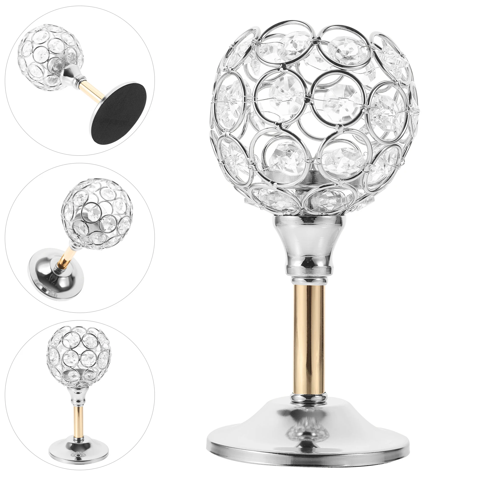 

European Style Dining Table Crystal Holder Candlestick Wedding Tea Light Decorative Stand Home Accent