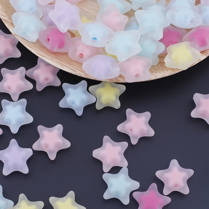 

12-16mm Star Shape Transparent Loose Beads Candy Color Plastic Spacer Beads for Bracelets Necklace Jewelry Making Supplies Diy