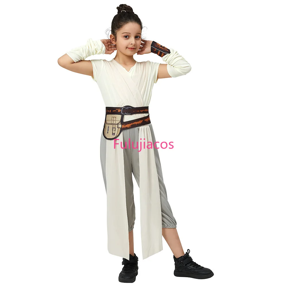 

Fulujiacos Kids The Rise of Skywalker Cosplay Rey Costume GirlS Halloween Outfit