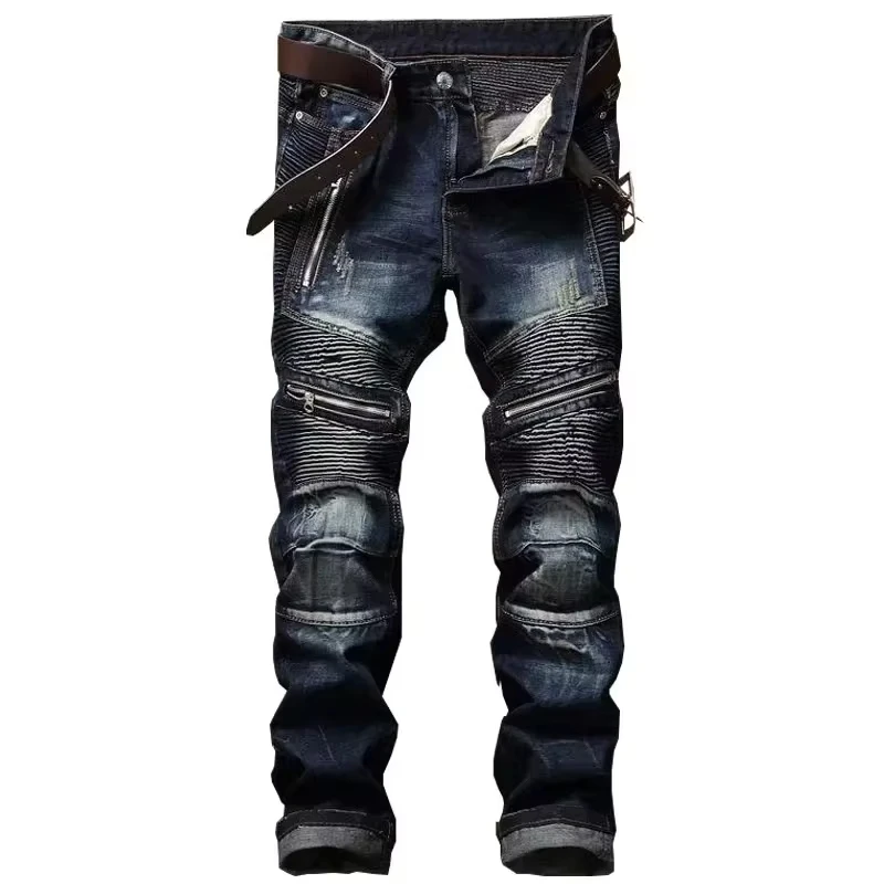 

Punk Street Style Ripped Skinny Jeans Men Vintage Wash Solid Denim Trouser Mens Casual Pencil Denim Holes Pants