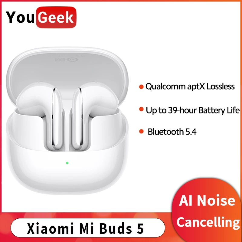 Xiaomi Mi Buds 5 TWS Earphone AI Call Noise Cancelling 39 Hours Battery Life IP54 Waterproof Bluetooth 5.4 Wireless HiFi Earbuds