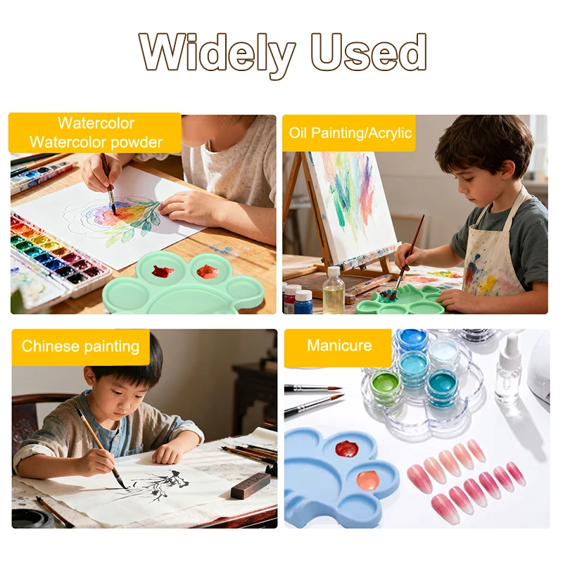 Silicone Paint Palette With Pen Holder Pigment Dispensing Tray Art Student Tools Painting Supplies For Watercolor Oil Propylene