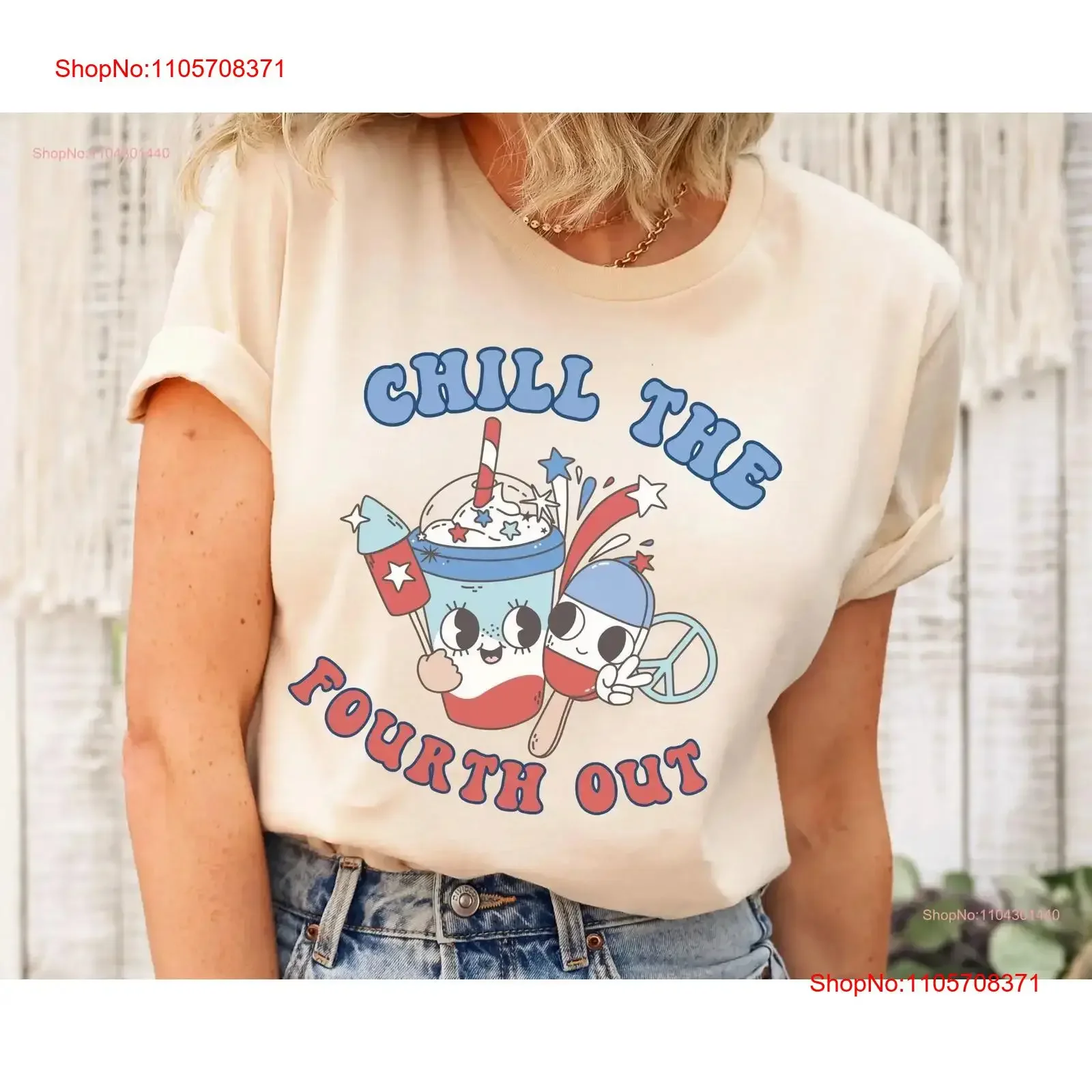 Chill the Fourth Out Patriotic popsicle shirt funny ice cream July 4th T for firework tee Red White and blue vintage Washed