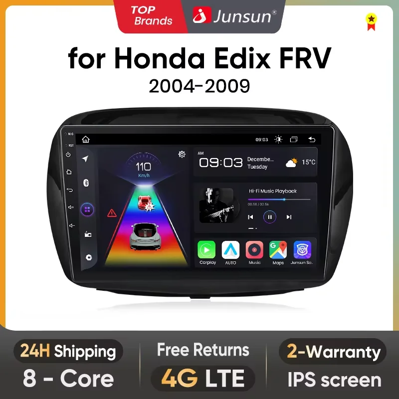 Junsun Wireless CarPlay Android Auto Radio For Honda Edix FRV 2004 2005 2006 2007-2009 Car Intelligent Systems RDS BT WiFi 2 din