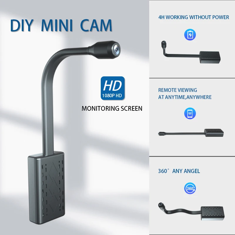 Imagem -04 - Mini Câmera sem Fio com Bateria Nanny Cam Detecção de Movimento Suporte a Alarme e Gravação Filmadora Wifi Faça Você Mesmo 1080p ip 360 °