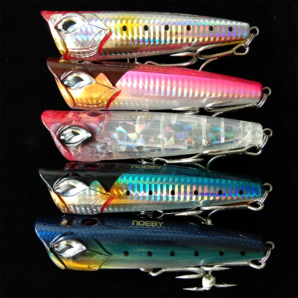 Noeby 3pcs 12cm 40g 15cm 86g Poppers Sea Lure Floating Hard Baits Pace Through Wire Construction Fishing Accessories