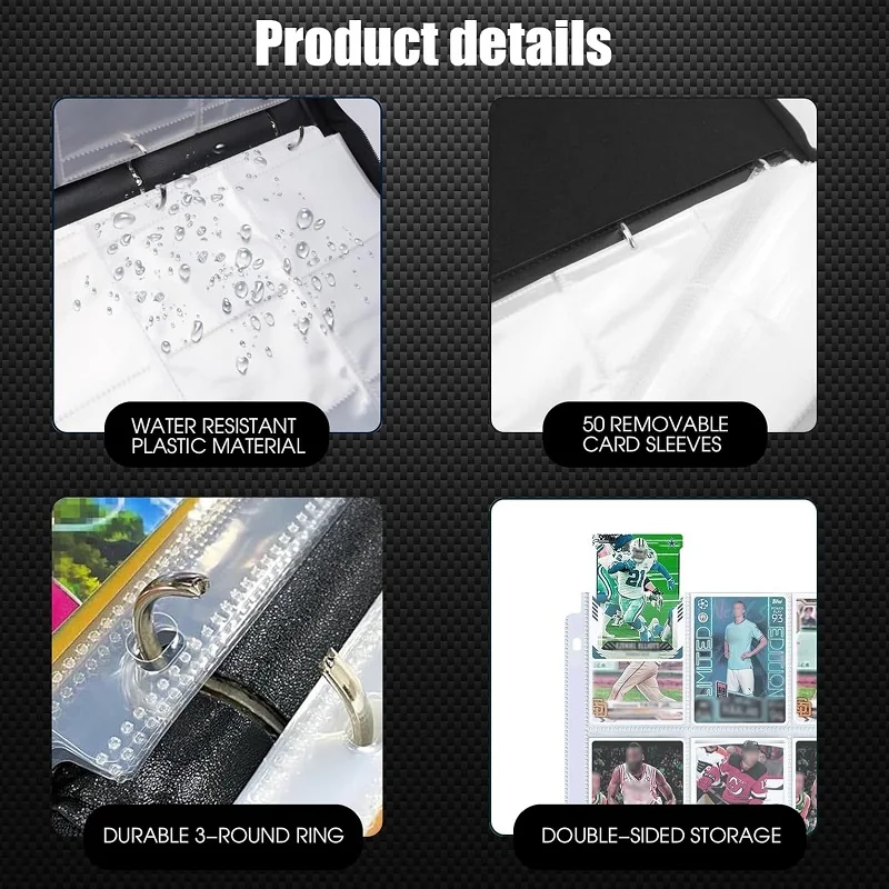 900 Pockets Card Binder Sleeves with Zipper Double Sided Pockets Card Holder Carry Card Case for TCG CCG Pokemon Card Storage