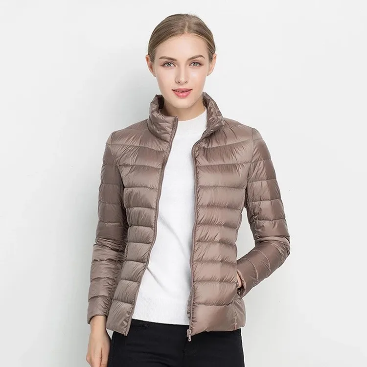 Women Winter Slim Fit Stand Collar Long Sleeve Zipper Jacket with Pocket Elegant British Style Women's Parkas Female Outerwear