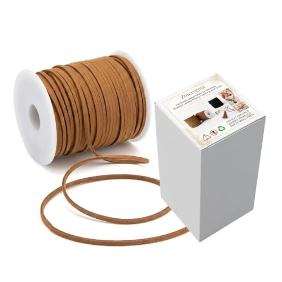 Flat Leather String Cord, 50 Yards Flat Suede Cord for Jewelry Making, Necklace Beading, Crafts and Boot Shoelaces DIY Handmade