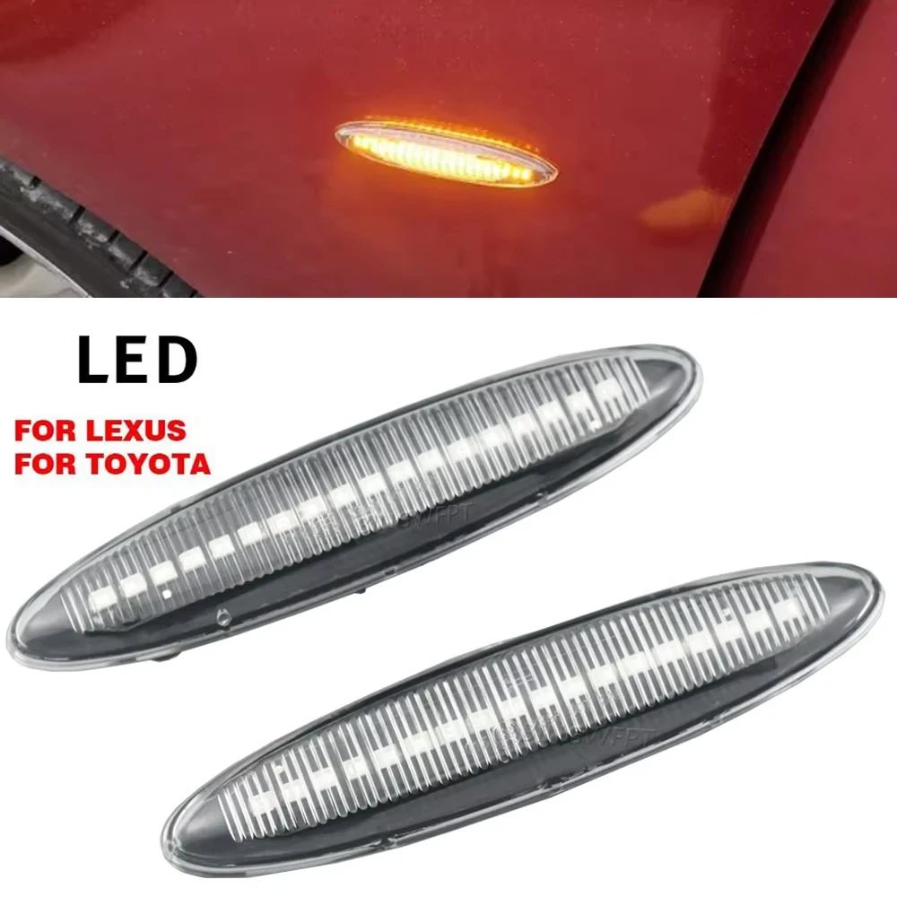 

2 X Side Marker Light For Toyota Highlander 2007 2008 2009 2010 2011 2012 2013 Led Dynamic Turn Signal Blinker Light