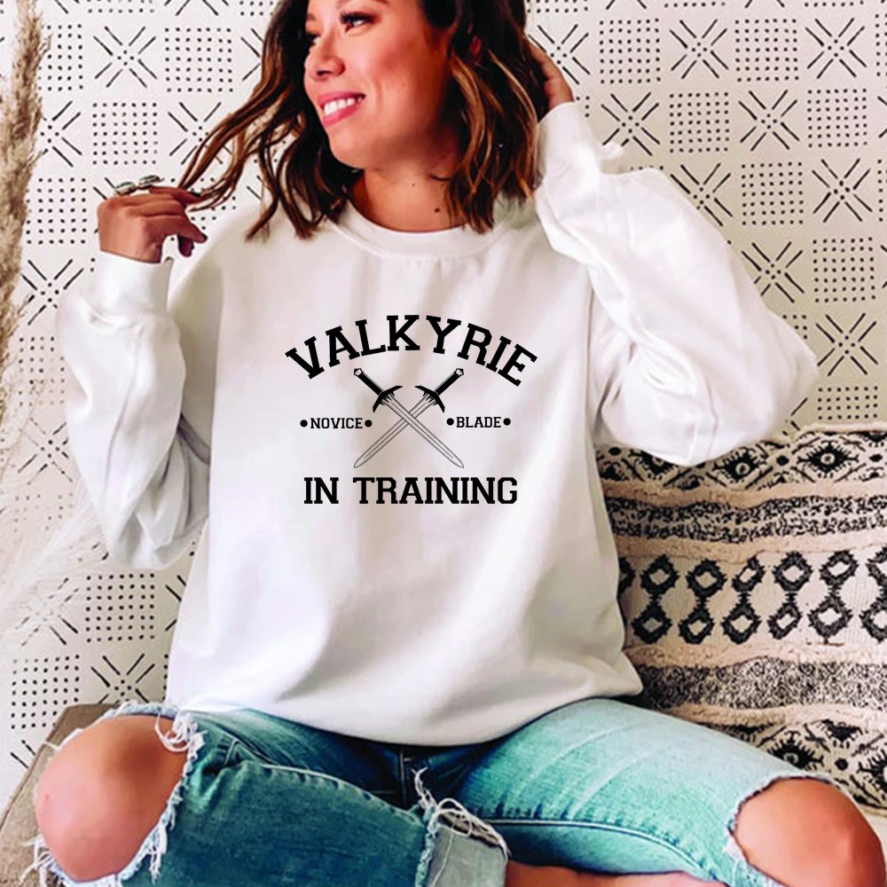 

Valkyrie In Training SweatShirt Sarah J Maas Sweatshirts ACOTAR Hoodie Night Court Bookish Gift Women Long Sleeve Pullovers Tops