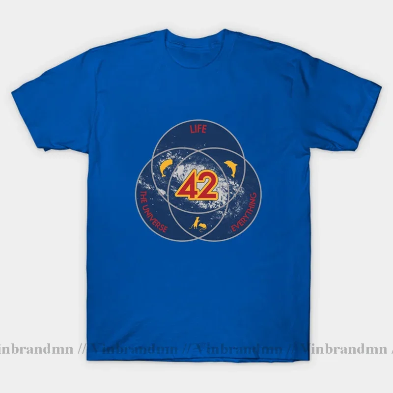 Men's dont panic sci-fi 42 Hitchhiker Guide To The Galaxy T-shirt The answer to everything 42 T shirt Retro Science Guide Tshirt