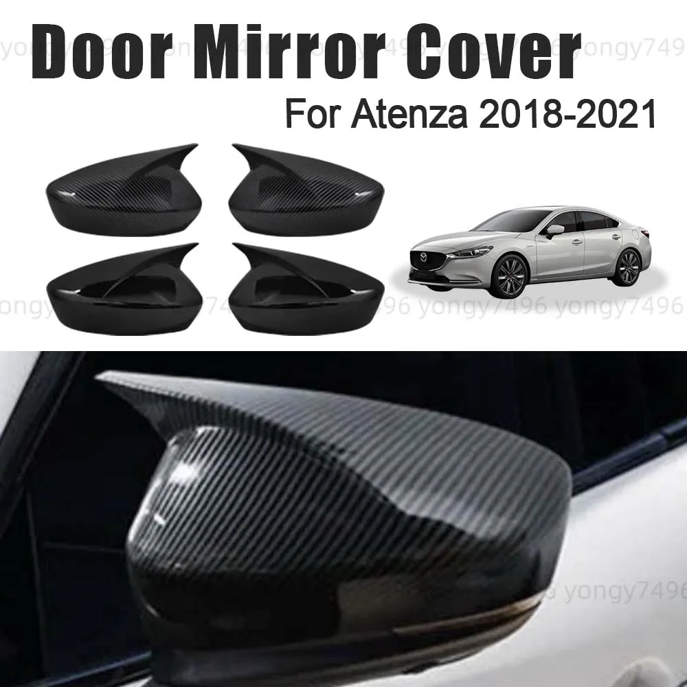 

Car Upgrade Refit Carbon Fiber Glossy Black Door Mirror Cover For Atenza 2018 2019 2020 2021 Car Rearview Accessories Decoration