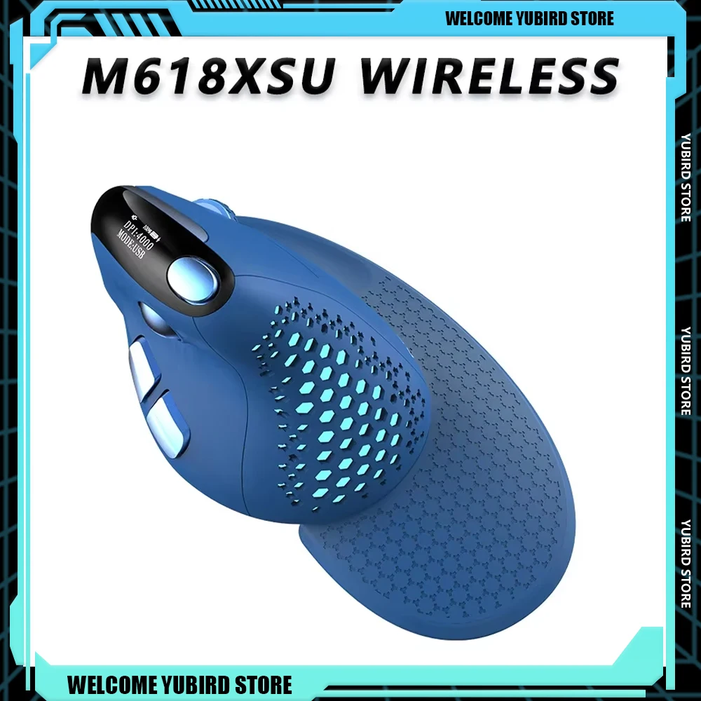 Delux M618XSD PAW3212 Vertical Mouse Sensor OLED Liquid Crystal Display Screen Bi-mode Wireless Bluetooth Mice PC Accessories