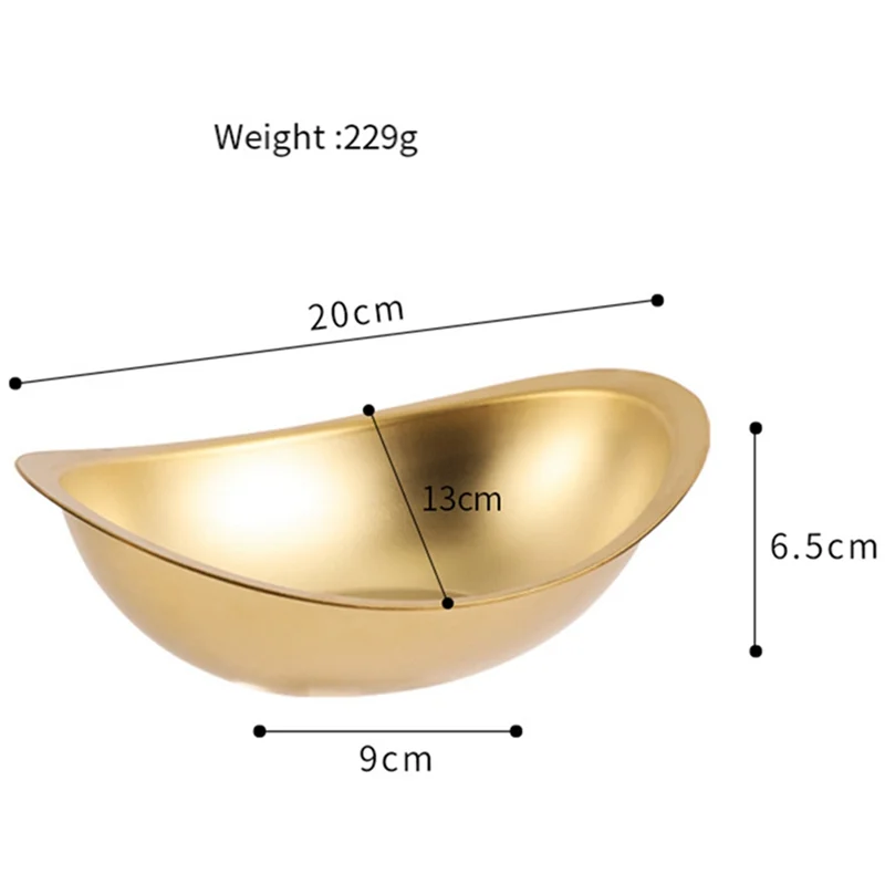 Stainless Steel Golden Ingot Bowl Korean Salad Bowl Commercial Dessert Snack Bowl Korean Cuisine Tableware M