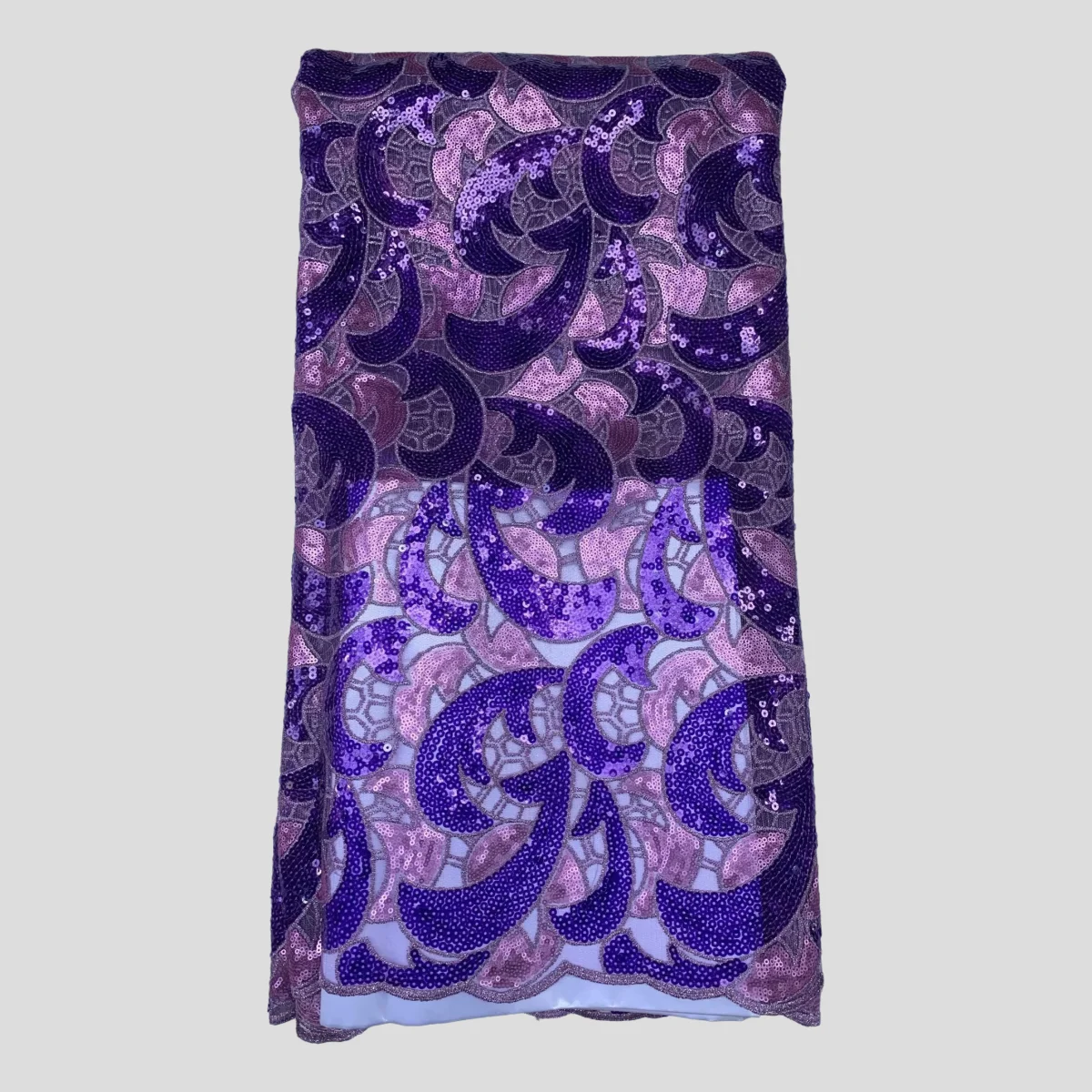 Purple Organza Bridal Handcut Sequins Fabric Crafts For Evening Dress Cloth Materials