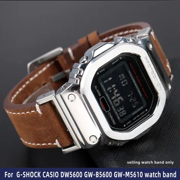 DW-5600 Vintage cowhide Watchband For G-SHOCK Casio DW5600 GW-B5600 GW-M5610  GA 110 120 GA2100  Bracelet Watch Strap 