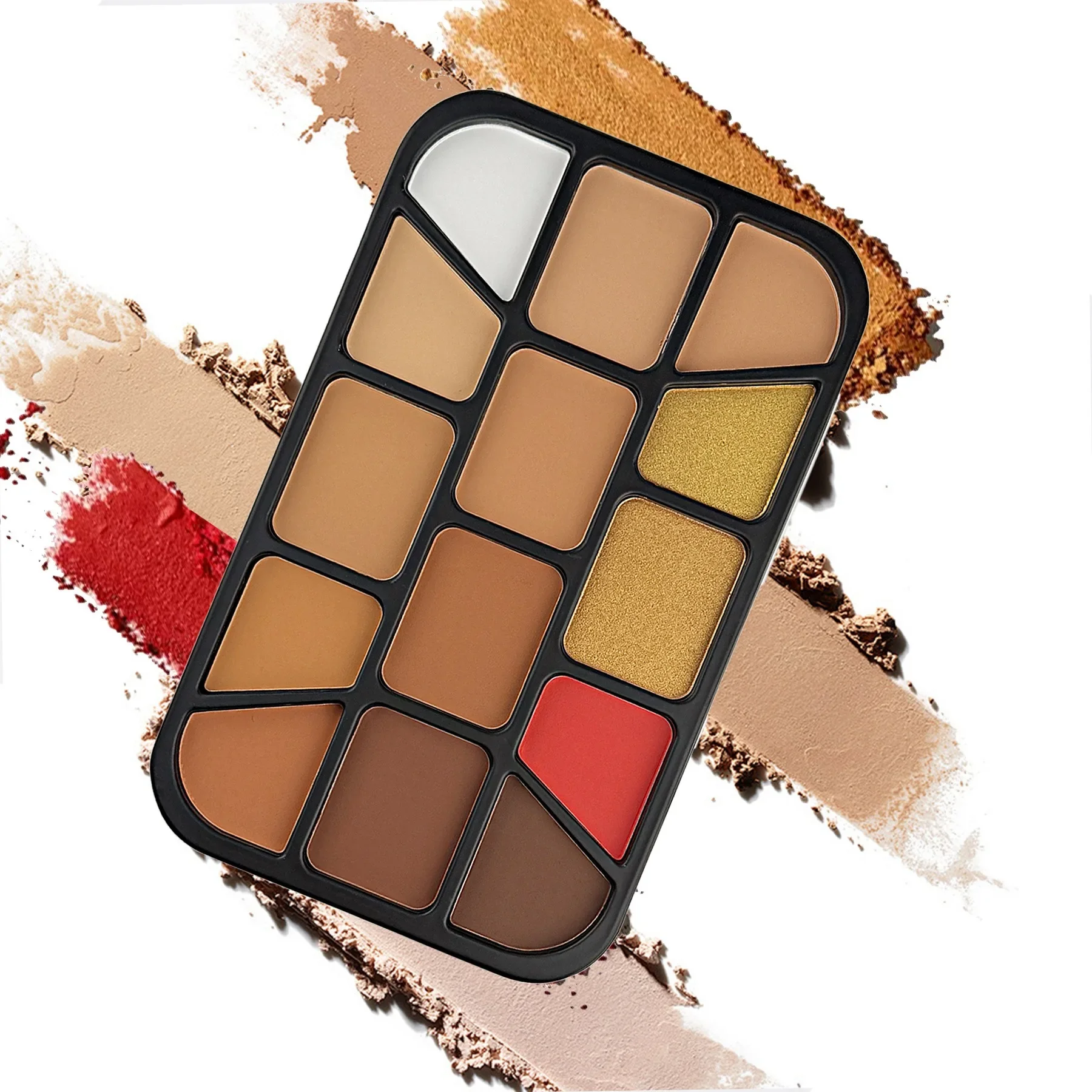 14-in-1 Highlighter Blush Contour Palette Waterproof Long-Lasting Facial Makeup Needs All Cover Fine Powder