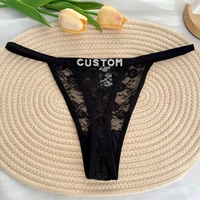 Custom Name Thong Customized Crystal Letter Bikini Panties G-String Low Waist Sexy Lace Briefs Wife Couples Anniversary Gift 3