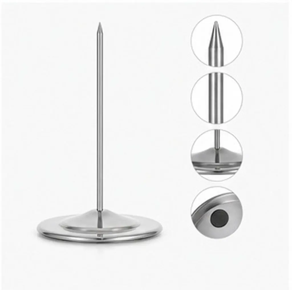 Stainless Steel Paper Receipt Holder Spike Bill Fork Straight Rod Restaurant Check Spindle Memo Holder for Office Kitchen Silver