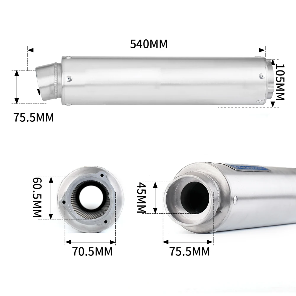 WRS دراجة نارية أنبوب دخول الهواء 60 مللي متر مناسبة ل r6 cbr300 gsxr z800 r3 cb500 CB400 CBR1000rr كاتم صوت ذيل العادم #2