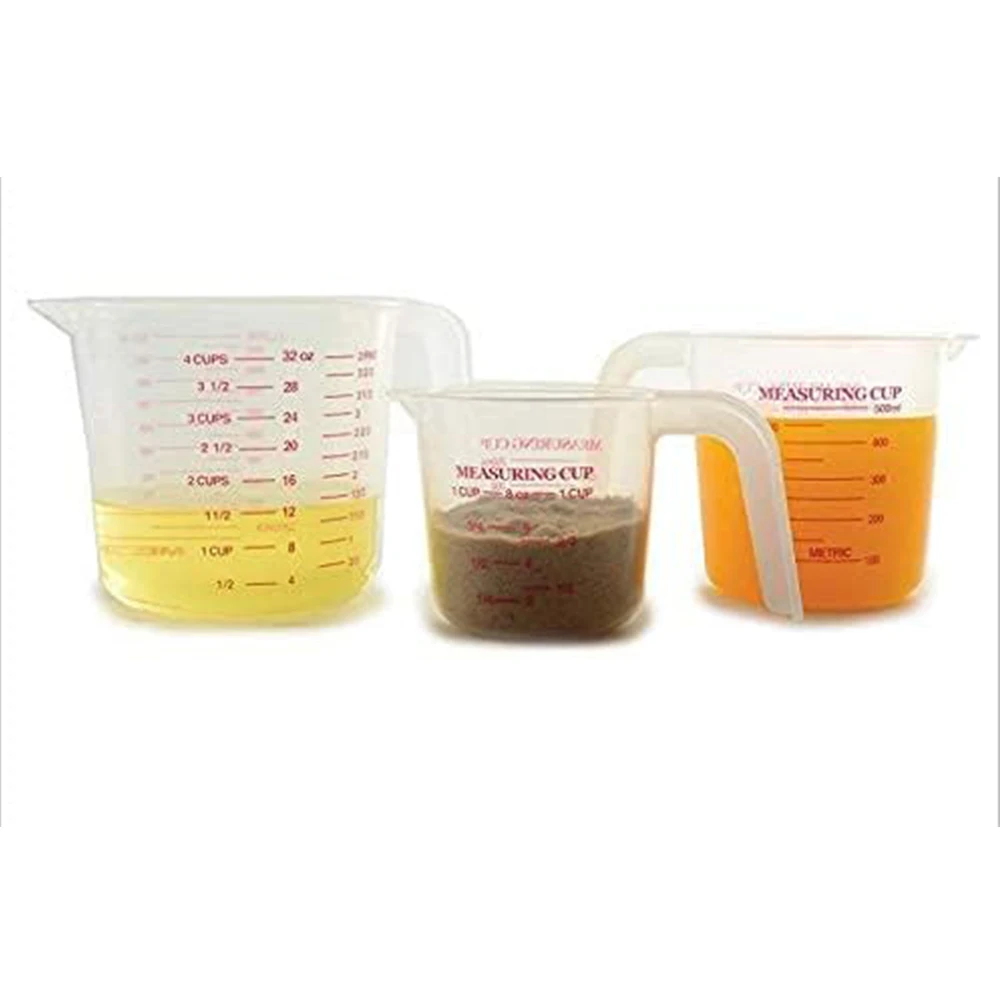 3pcs 250/500/1000ml Baking Liquid Measuring Cups PVC Scale Cup Plastic Measuring Volume Beaker Kitchen Baking Tools