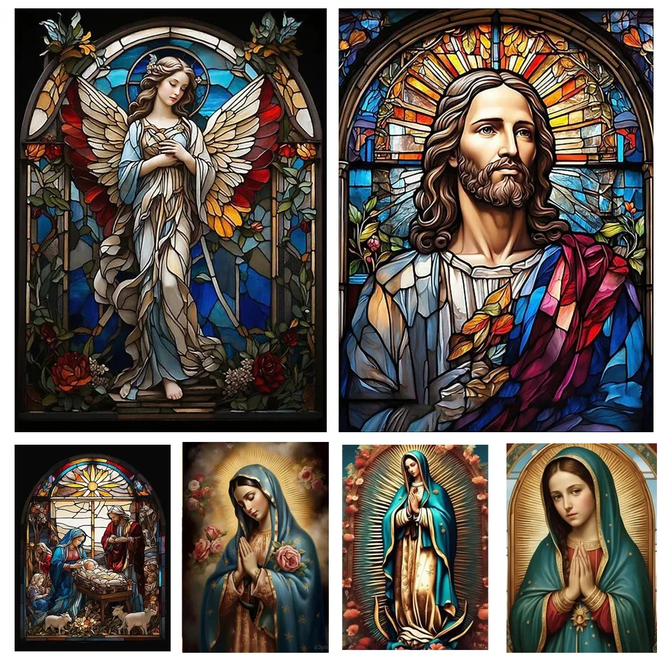 

Пасхальная алмазная живопись Девы Марии Иисус Крест Религиозная Алмазная вышивка Крылья ангела Ручная работа DIY Мозаичные наборы Домашний декор