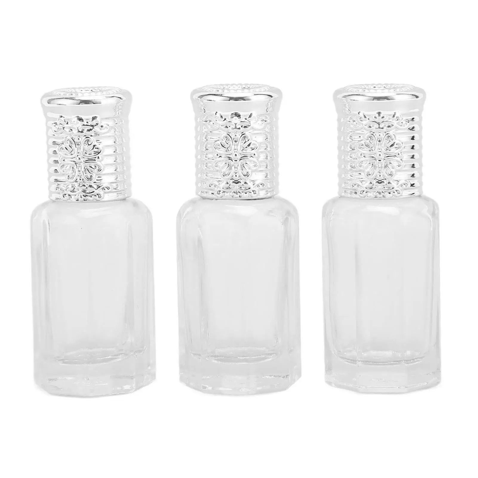 Portable Refillable Perfume Bottle - Clear Glass with Silver Cover for essential Oils & Mist Spray