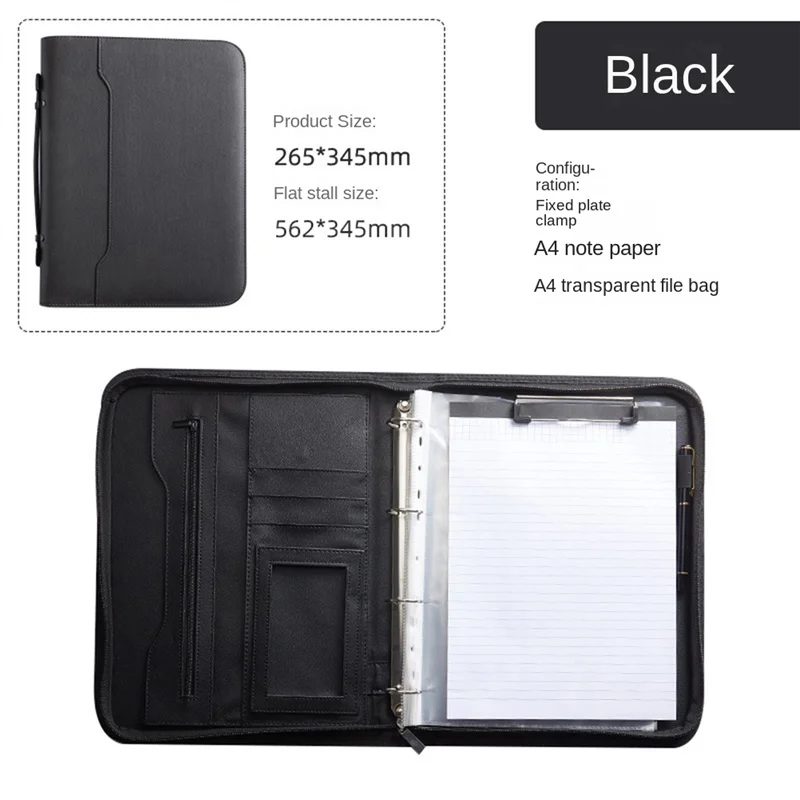 

NEW-Zippered Portfolio Organizer, Leather Padfolio Binder, Professional Business Binder, Organizer For Ipad/Document