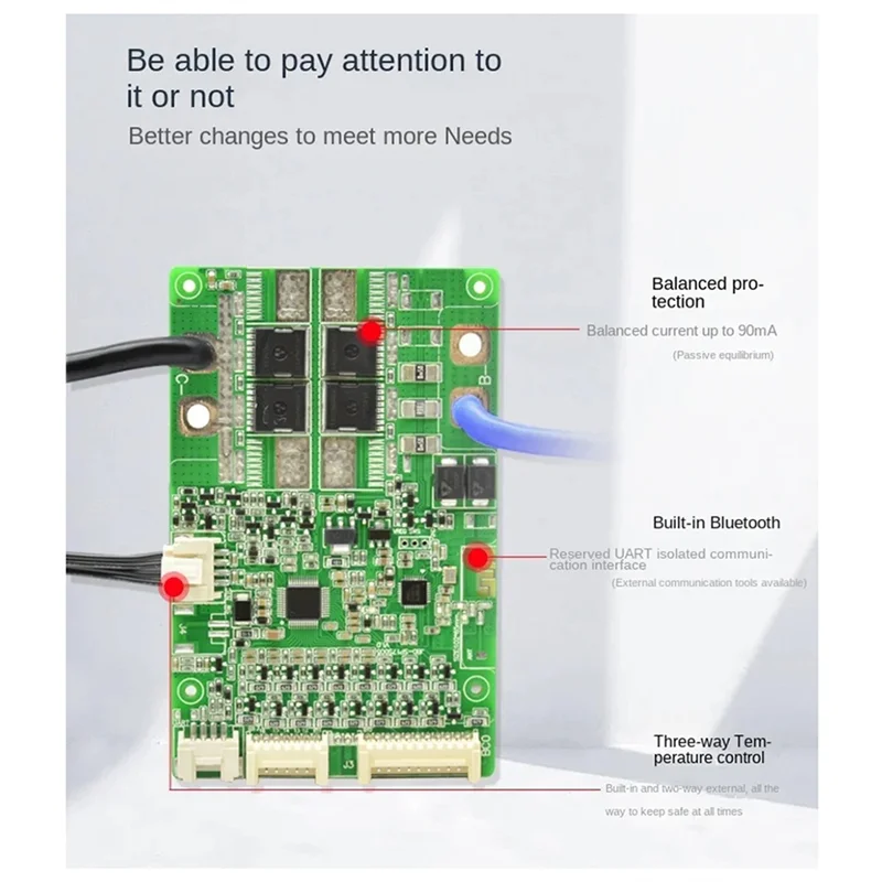 SQPP 내장 Bluetooth 스마트 10-17 시리즈 리튬 배터리 보호 보드 40A 삼항 동일 포트 보호 보드
