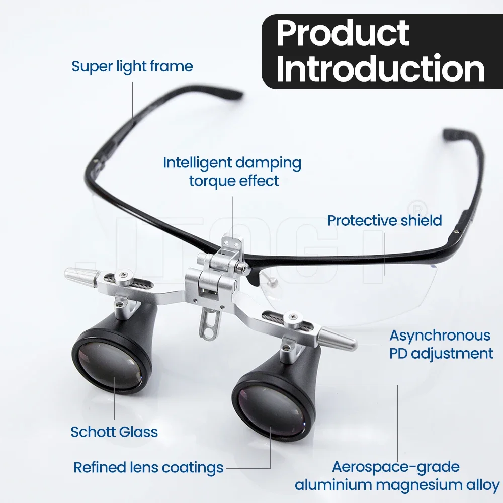 Dental Brilliance Metal Lupas, Frame de liga militar, Vidro Schott, Claridade e durabilidade melhoradas, Tecnologia de lentes refinadas, ibG3040D, Luz