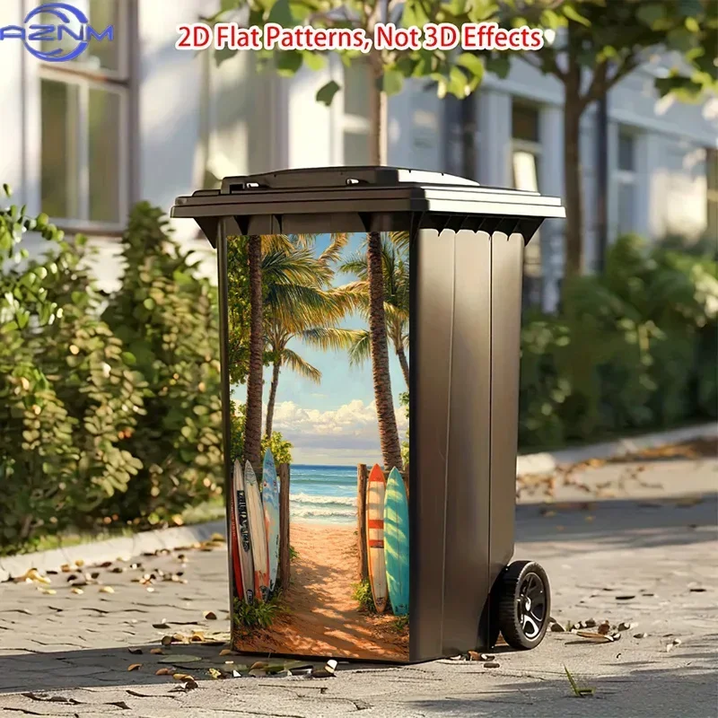 Household Trash Storage Bin 2D Printed Art Decal Fresh Ornament for Bin Upgrade