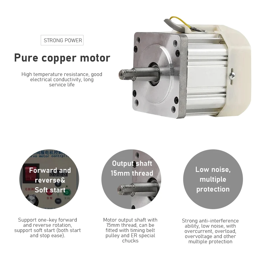 Adjustable 110V 220V Brushless Servo Motor Kit 550W 750W 1100W 2200W Motor for Sewing Machine And Lathe Machinery Servo Motor