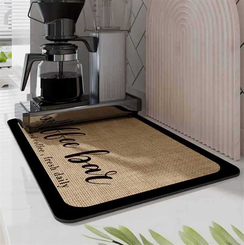 

Coffee Machine Mat For Kitchen Countertop Dish Drying Pad Water Absorbent Easy To Clean For Coffee Station Pads Bar Accessories