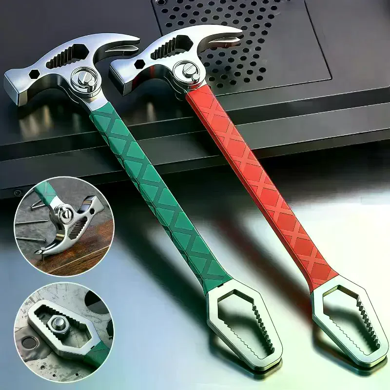 

1Pcs Wrench Pry Bar Nail Lifting Multifunctional Sheep Horn Connected Hammer Woodworking Hammer Folding Sheep Horn Hammer