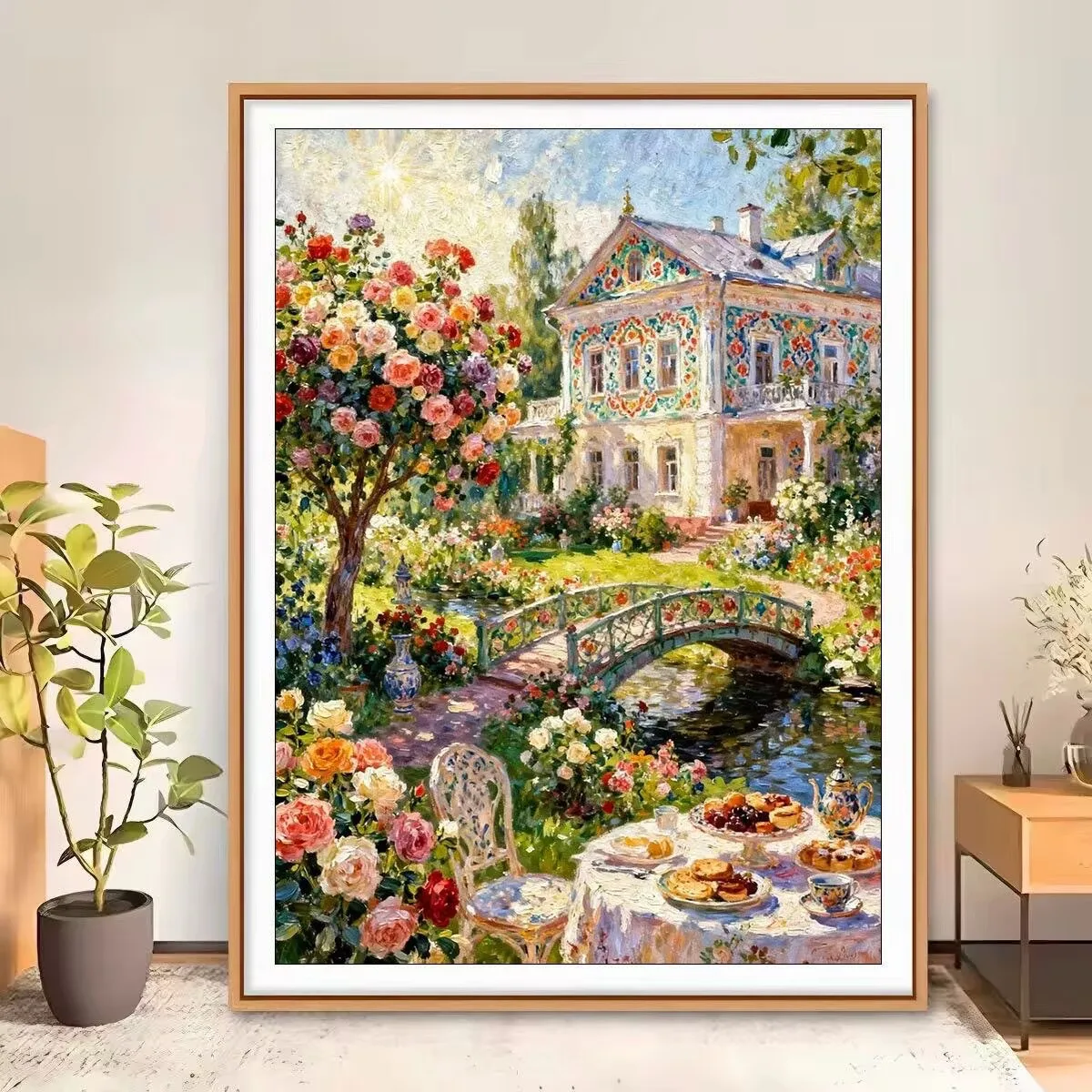 9CT 14ct Garden Printed Kits Cross Stitch Embroidery DIY Needlework Set Crafts With Needles Threads 82 Colors