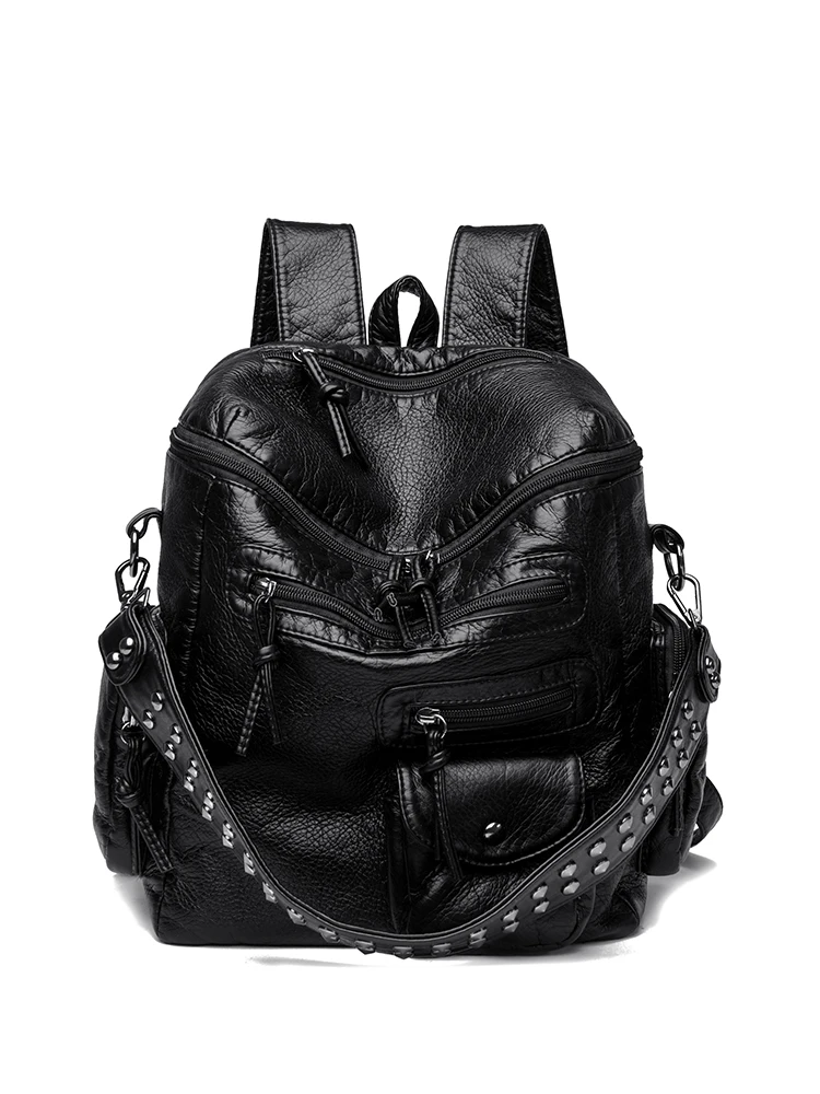 

Soft PU Waed Korean Sle Bapa Comfortable Double oulder Bag for Youth Students ex Casual Faion oulder Bag