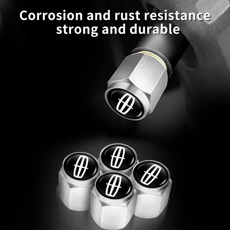 New 4Pcs Car Wheel Tire Valve Caps Air Stem Covers Accessories For Lincoln Navigator MKZ MKX Corsair Flyer Aviator Continental view 5