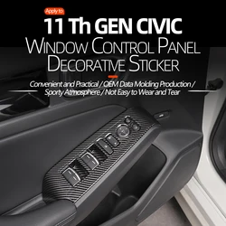 For Honda 2022 2023 2024 2025 Civic 11th Gen Interior Door Window Switch Panel Frame Cover Molding Trims black