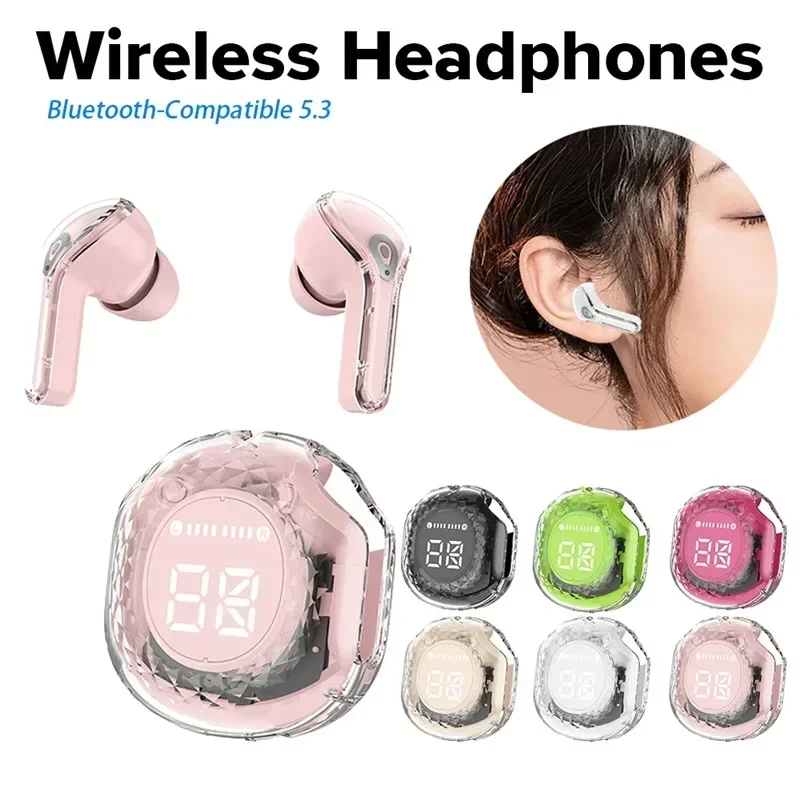 Wireless earphone Bluetooth earbuds Transparent Digital Display TWS Mecha Style For Acefast T8 Sports Headphones