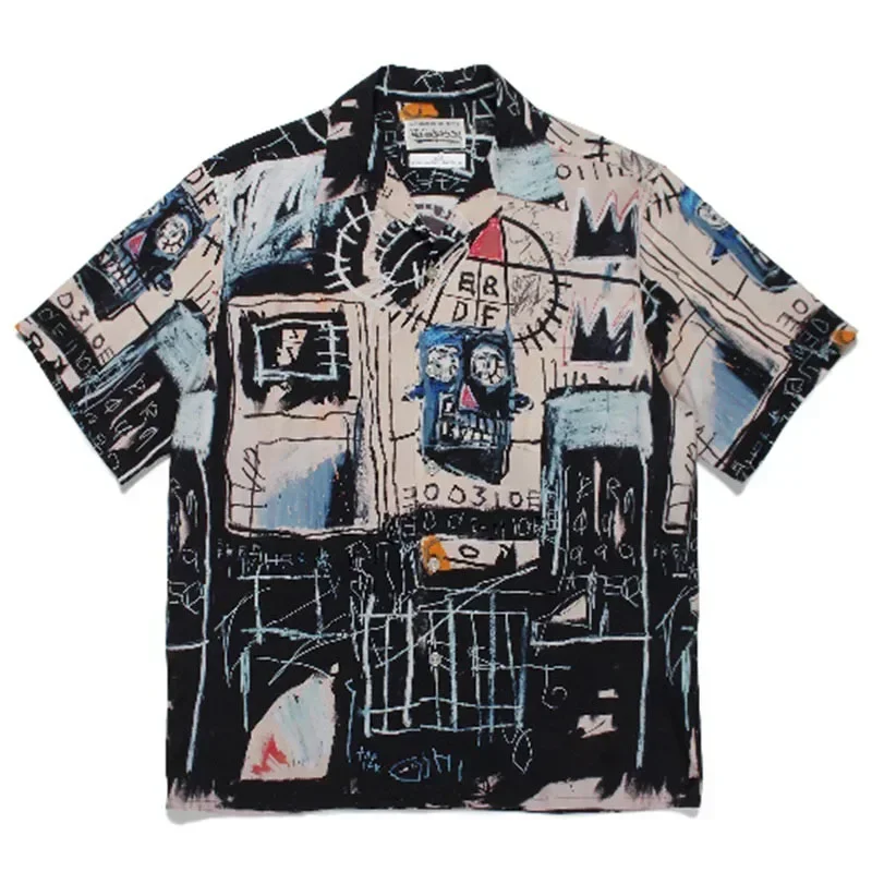 24ss Casual Shirts Men Women 1:1 Street Fashion Graffiti Men Hawaiian Shirts